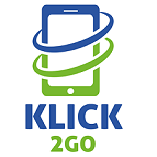 Weißes Logo mit grün blauem Klick2Go Logo